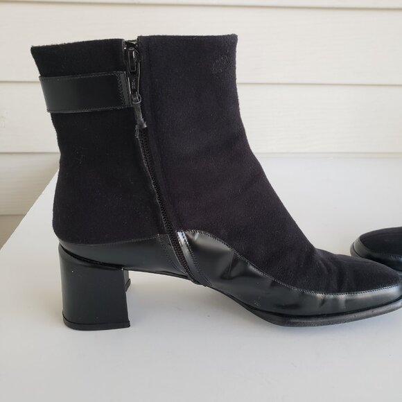 Salvatore Ferragamo Black Cashmere and calf leather ankle ANTONIA boots Women 8 - Picture 14 of 16